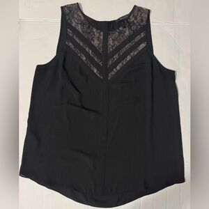 BCBGMaxAzria Black Sleeveless Lace Blouse